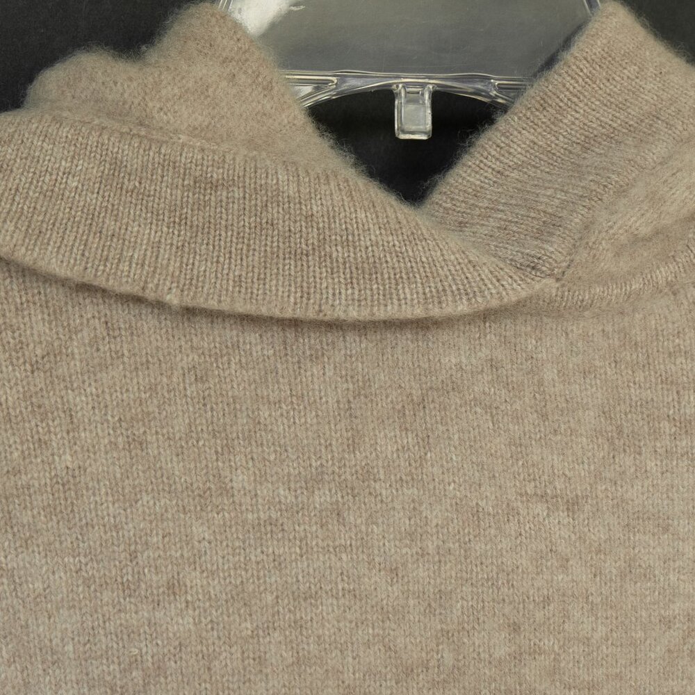 Theory 100% Cashmere Crop Hoodie Minimalist Neutral Taupe Beige Hooded Sweater - Picture 8 of 10